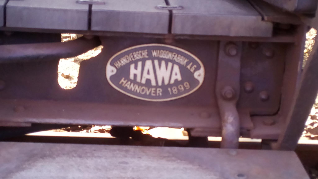 Placa deabricación del vagón de la foto anterior del año 1899