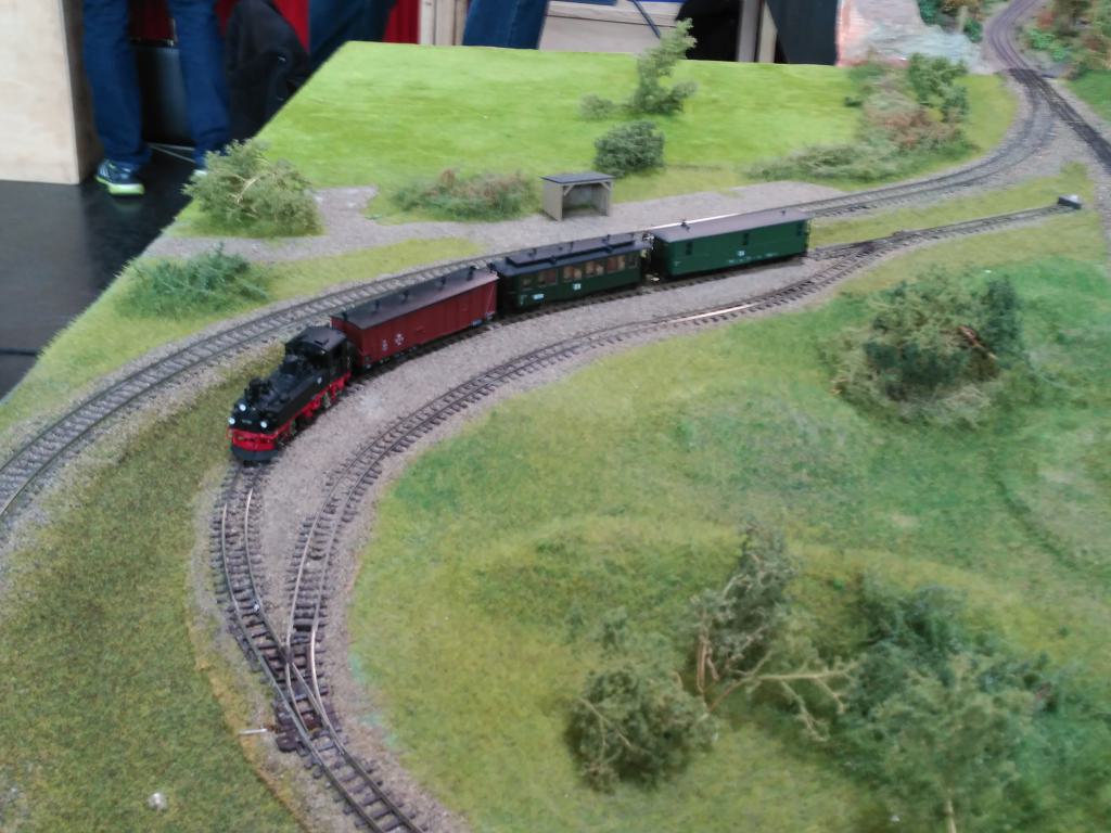 Tren alemán de vía estrecha con una mallet a la cabeza