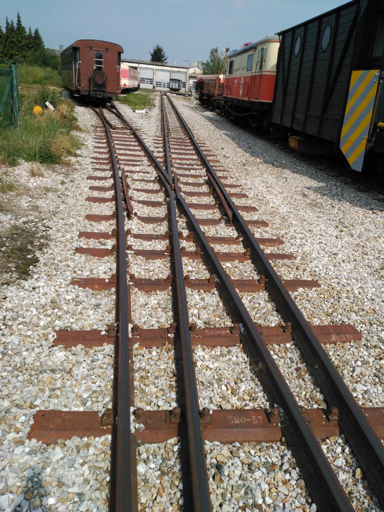 Aguja típica de la Mariazellerbahn con traviesa metálica